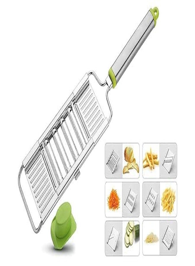 GRECY قطاعة ماندولين متعددة الوظائف من الفولاذ المقاوم للصدأ من GRECY، أداة مطبخ 6 في 1 للخضراوات والفواكه والجبن - Image 2